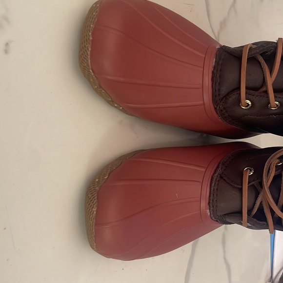 Red/tan Sperry Women's Saltwater Winter Luxe Duck Boot genuine leather - Picture 8 of 8